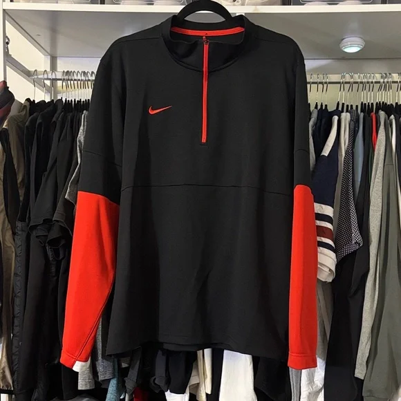 Nike Black and Red Long Sleeve Top - Picture 1 of 4